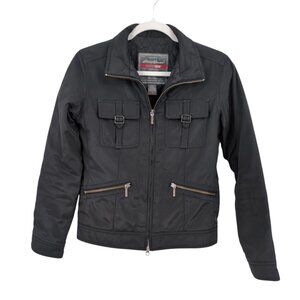 Eddie Bauer WeatherEdge Women's Small Black Trucker Jacket Weatherproof Utility